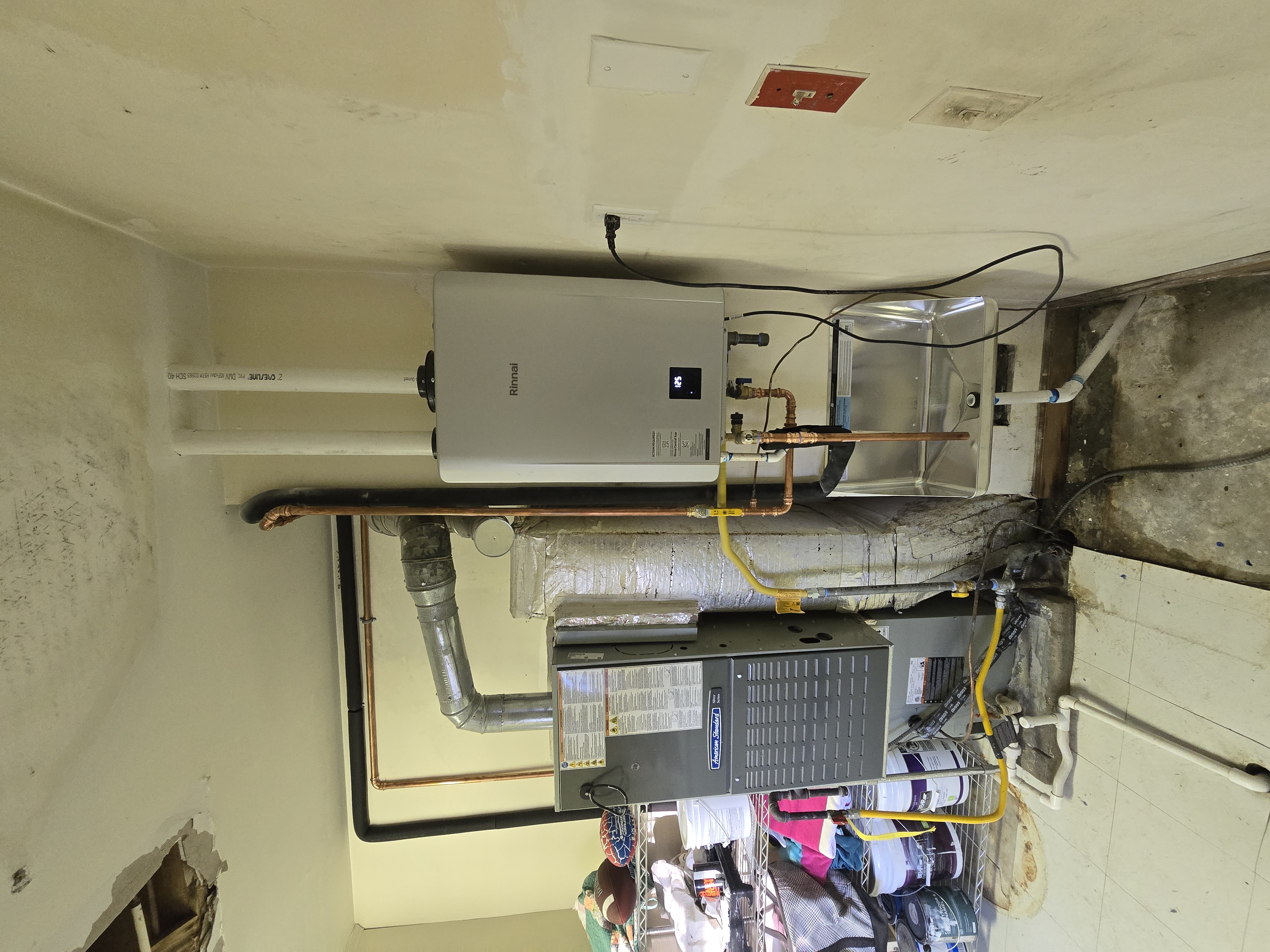 HVAC air handler installation in attic